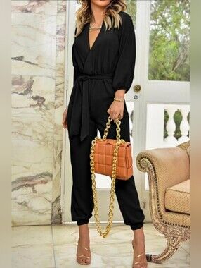 Jumpsuit/Romper V Neck Cuffed Ankle